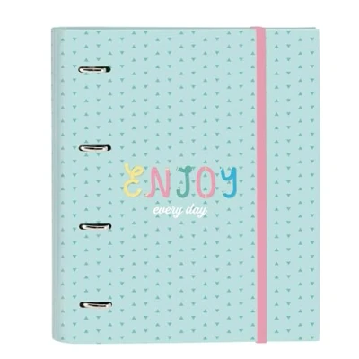 Imagen de BlackFit8 ENJOY Carpeta 4 Anillas de 35 cm con 100 Hojas A4, Ideal para Niños Diferentes Edades, Cómoda y Versátil, Calidad Resistencia, 27x3.5x32 cm, Color Verde Menta Pastel