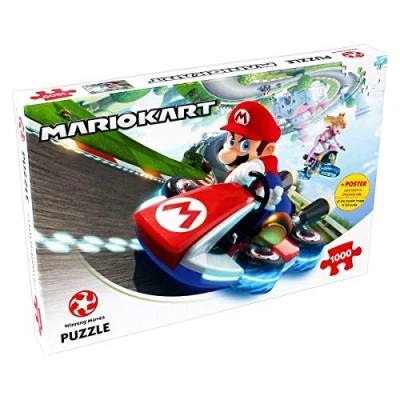 Imagen de Winning Moves Rompecabezas Mario Kart Puzzle 1000 Piezas Juguetes para niños 14+ años y Todos los Fans de Las Aventuras, Jugar Solo o en compañía, Incluye póster