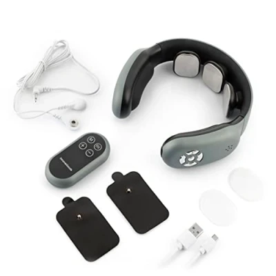 Imagen de InnovaGoods® masajeador cervical recargable con mando, masajea tu cuello de forma profunda y relajante, función calor, sensacion Alivio, descanso, relajación bienestar.