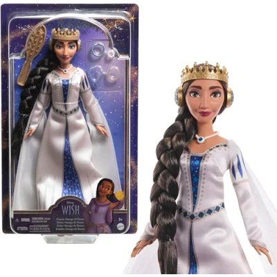 Imagen de Mattel Disney Wish El Poder de los Deseos, Muñeca Reina Amaya con vestido gala, inspirado en la película, juguete +3 años (HRC11)