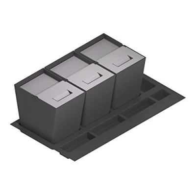 Imagen de Menage Confort Cubo de Basura y Reciclaje para cajón Cocina Tapa Acero Inoxidable, PP Antracita, 900 mm Ancho Mueble/Alto Producto 235