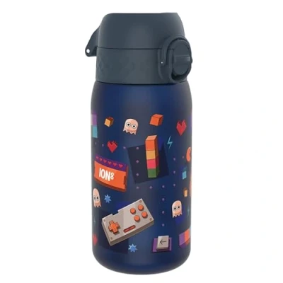 Imagen de Ion8 Botella de Agua para Niños, 350ml, a Prueba Fugas, Fácil Abrir, Cerradura Segura, Apta Lavavajillas, Sin BPA, Asa Transporte, Limpiar, Neutro en Carbono, Diseño Margarita