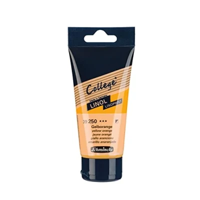 Imagen de Schmincke College® Linol, Colores de linóleo para artistas. Amarillo anaranjado en tubo 75 ml, 39250013, tinta a base agua con bajo olor, resistente la luz, impresión uniforme