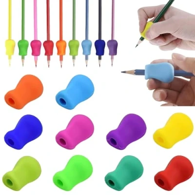 Imagen de Devenirriche 10 Piezas de Ayudas Escritura para niños, empuñaduras lápiz, Agarre ergonómico Silicona Ayuda Aprendizaje Escritura, Soporte bolígrafo, Her