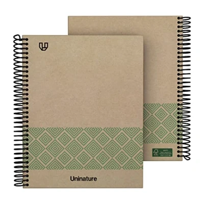 Imagen de Unipapel Cuaderno A5 Reciclado 100% 80 Hojas Cuadriculadas 4x4 90g Tapa Dura Verde Uninature Concept FSC Recycled