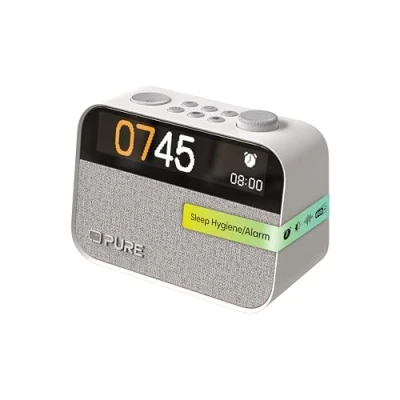 Imagen de Pure Moment Reloj Despertador para Mesita de Noche y Oficina (Radio Digital Dab+/FM, Bluetooth, Máquina Ruido Blanco, Ayuda Dormir, Luz Despertador, Nocturna, Pantalla Regulable) Blanco