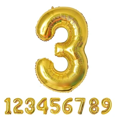 Imagen de Globos de Cumpleãnos 3 Oro,101 CM Globo Numeros Gigantes Grandes Decoracion,Globo Numero 3,Globos Niño Niña Adultos,Vuelan con Helio