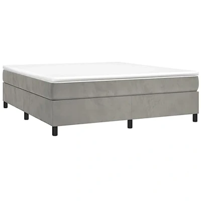 Imagen de vidaXL Estructura de Cama, Somier Matrimonio Listones, Base Cama Tapizada, Mueble para Dormitorio Hogar, Terciopelo Gris Claro 180x200 cm
