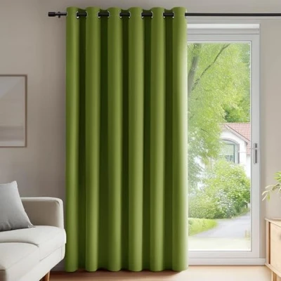 Imagen de Deconovo Cortinas Dormitorio Salon Opacas Moderna con Ojales, Termicas Aislantes Frio y Calor 200x280 cm(Ancho x Alto) Verde de Hierba, 1 Pieza