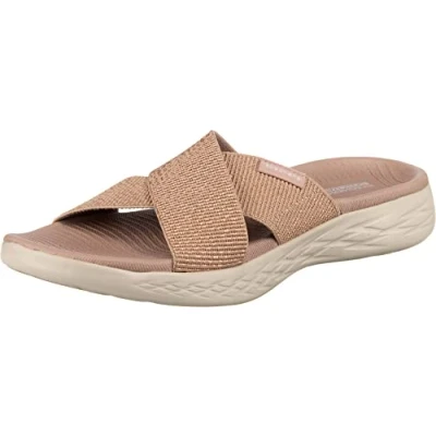 Imagen de Skechers ON THE GO 600 GLISTENING, Sandalia con punta abierta para Mujer, Rose Gold Textile, 37 EU