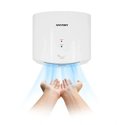 Imagen de anydry 2630S Secador de Manos Compacto automático Alta Velocidad,Comercial y hogar,Cubierta ABS,1400 1650W,Blanco