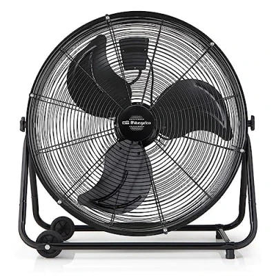 Imagen de Orbegozo Pwt 3075 Ventilador Industrial Power Fan, Cabezal Inclinable, Aspas Metálicas De 75 Cm, 3 Velocidades Ventilación, Ruedas Transporte, 200 W, Metal
