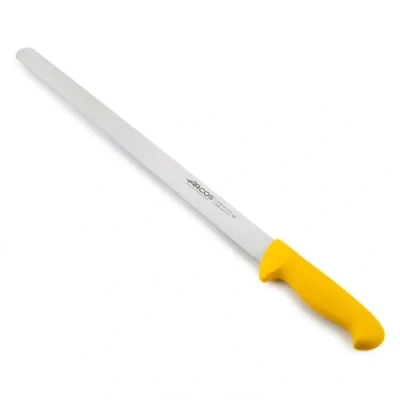 Imagen de Arcos Serie 2900 Cuchillo Fiambre Flexible Hoja de Acero Inoxidable NITRUM 400 mm Mango inyectado en Polipropileno Color amarillo