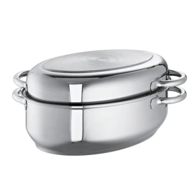 Imagen de Schulte Ufer Bräter, 38 cm, 9,00 l, Edelstahl, Deckel separat nutzbar Multiasador, Acero Inoxidable, Plata