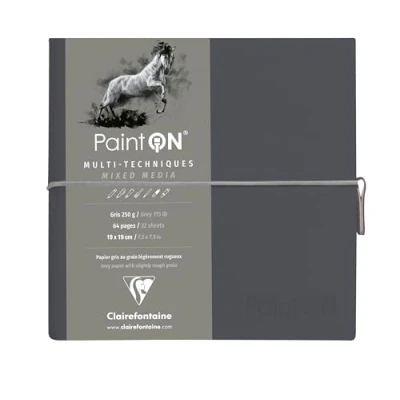 Imagen de Clairefontaine 975438C Paint&#039;On Cuaderno cosido (64 páginas, 19 x cm, 250 g, cierre elástico, tapa), color gris