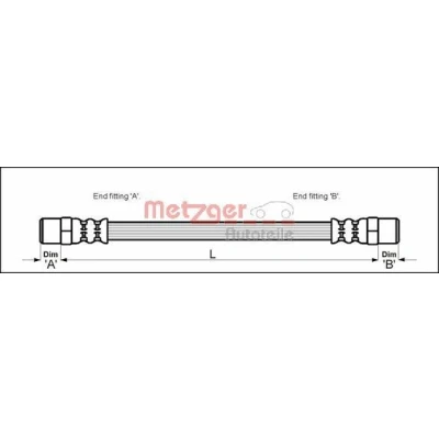 Imagen de METZGER 4111681 Latiguillos de Freno 152 F10 x 1 AUDI: Cabriolet B4, Coupe B2, B3