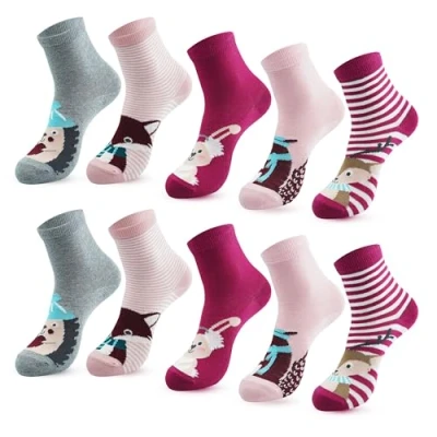 Imagen de L&amp;K II Pack de 10 Calcetines algodón para niñas niños pequeños Bonitos estampados animales Coloridos 2885 23 26
