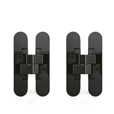Imagen de EMUCA Bisagra Oculta para Puertas de Paso, Lote 2 bisagras Invisibles Pesadas, Carga 40 Kg, Apertura 180º, zamak, Negro