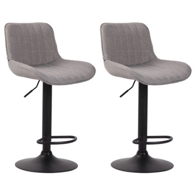 Imagen de CLP Set De 2 Taburetes Bar Lentini En Tela I Sillas para Barra Cocina Modernos Acolchados &amp; Giratorios, Color:Gris, Color del Marco:Negro