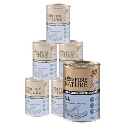 Imagen de Dehner Fine Nature Comida húmeda para Perros de Grado alimenticio, Mayores, Pato, 6 latas 400 g (2,4 kg)
