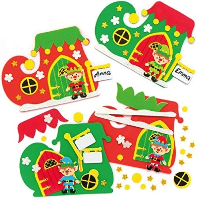 Imagen de Baker Ross AX400 Kits De Puerta Elfos Navidad Paquete 4, Suministros Creativos Arte Y Manualidades Navideños Para Que Los Niños Hagan Decoren