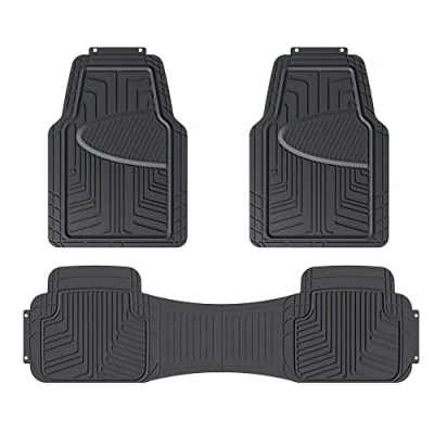 Imagen de Amazon Basics Alfombrilla de goma para coches, todocaminos y camiones hecha todas las estaciones, 3 unidades, negro