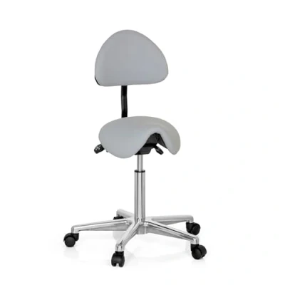 Imagen de hjh OFFICE 608920 Taburete de Trabajo Top Work 20 Gris, Silla Montar, Respaldo con Ajuste Altura