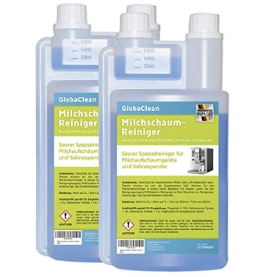 Imagen de GlobaClean Limpiador de espuma leche para cafeteras automáticas y máquinas café líquido espumador (2 x 1 litro)