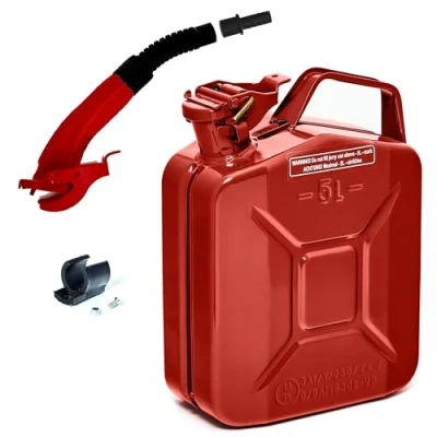 Imagen de BW® Bidón de combustible metal 5 litros con boquilla Rojo RAL 3000 Certificado TÜV y homologación UN Fabricado en Europa