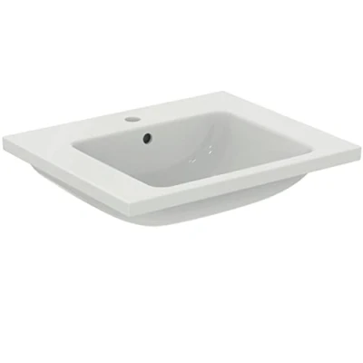 Imagen de Ideal Standard i.life B Lavabo superior de 61 cm equipado con orificio central abierto para la grifería y desbordamiento. Mueble sifón mobiliario comprar por separado. Blanco