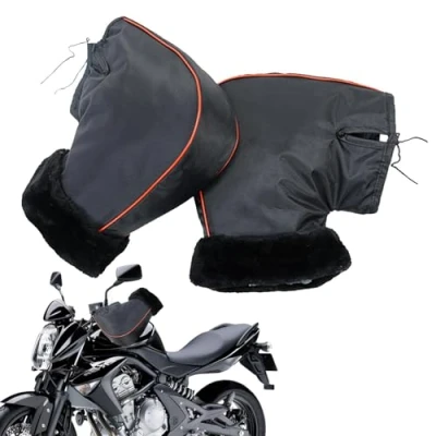 Imagen de CAMEIRGOU Guantes De Manillar Motocicleta Invierno Impermeable, Bicicleta A Prueba Viento, Calentadores Manos para Moto Scooter