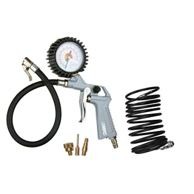 Imagen de ABAC Kit para compresor de Herramientas Inflador G 811TI (Inflador neumáticos con manómetro 60 mm + manguera espiral 3 puntas inflado)
