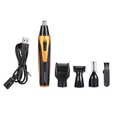 Imagen de recortador de nariz 4 en 1 cortapelos recargable para nariz, orejas y cejas, cuidado personal, USB precisión con LED, afeitadora rostro