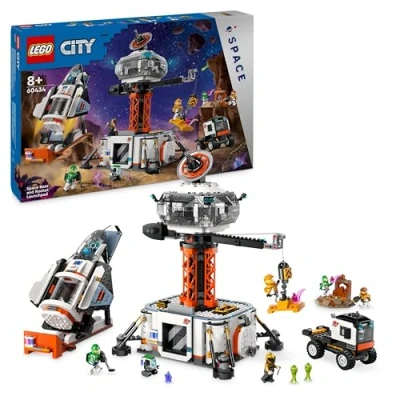Imagen de Lego City Base Espacial y Plataforma de Lanzamiento, Juego Exploración Planetaria, Regalo para Niños Niñas 8 Años o Más, 6 Minifiguras, Robot Juguete 2 Figuras Acción Aliens 60434