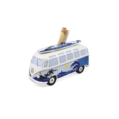 Imagen de BRISA VW Collection Hucha de Cerdito T1 Camper Bus Samba y Tabla Surf (Surf/Azul)