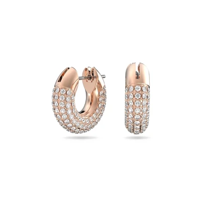 Imagen de Swarovski Pendientes de Aro Pequeños Dextera para Mujer, con Cristales, en Baño Tono Oro Rosa, Colección