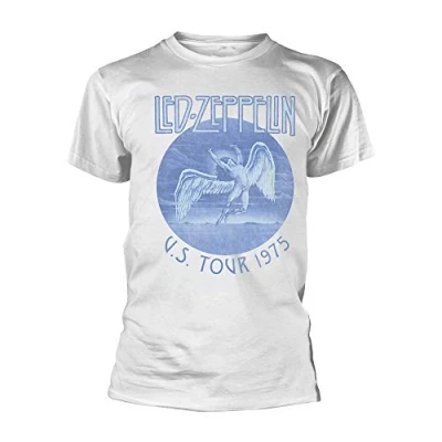 Imagen de Led Zeppelin Tour 75 Hombre Camiseta Blanco M 100% algodón Vorne Bedruckt Regular
