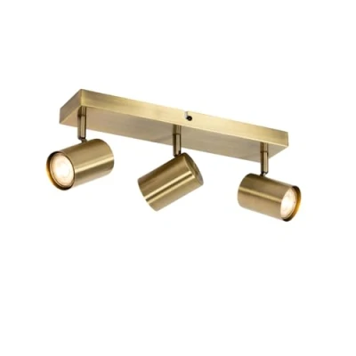 Imagen de Qazqa Moderno Lámpara de techo moderna bronce 3 luces Rectangular orientable Jeana Acero Adecuado para LED Max. x 7 Watt
