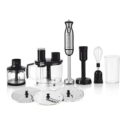 Imagen de Batidora de Mano HAEGER Extreme Set 1000W, Función Turbo, Cuchilla en Titanio, Pie Acero Inoxidable, Picadora Alimentos