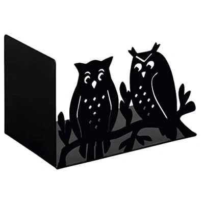 Imagen de moses. Libri_x Sujetalibros de Metal con Dos búhos Cortados en la Parte Delantera, para Poner Escena los Libros Favoritos el Estante, 83385