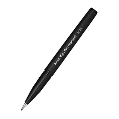 Imagen de Pentel SESP15 AX Brush Sign Pen Rotulador con tinta pigmentada, punta de fibra tipo pincel, negro, 1 unidad