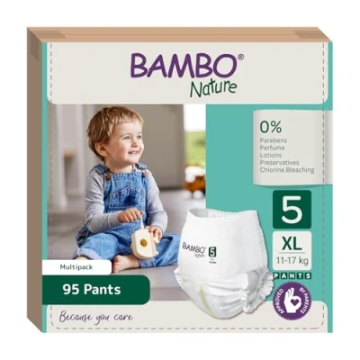Imagen de Bambo Nature Premium Pantalones de entrenamiento, talla 5, 3,58 kg, Paquete 5 x 19 unidades