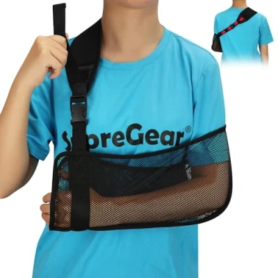 Imagen de supregear Venda para Brazo en Malla, Férula Médica Inmovilizar el Hombro Ajustable y Ligero Manguito Rotador Soporte Codo Muñeca Mano Lesionada, Adecuado Izquierdo/Derecho