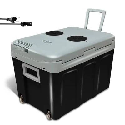 Imagen de briebe Nevera Portátil Eléctrica de Viaje para Coche, Camping, 12V / 220V, Capacidad 40 L, Ruedas, Refrigera, Mantiene el Calor, Modo Bajo Consumo, Negro