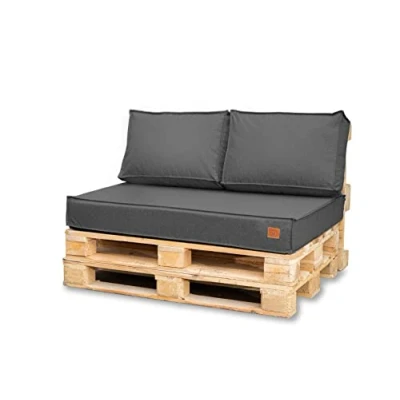 Imagen de Bielik Cojines de Palet 120x80 Set para Sofá Cojín Impermeable Jardín Consta 3 Piezas en Color: (Asiento 120x80cm + 2 60x40cm, Gris Oscuro)