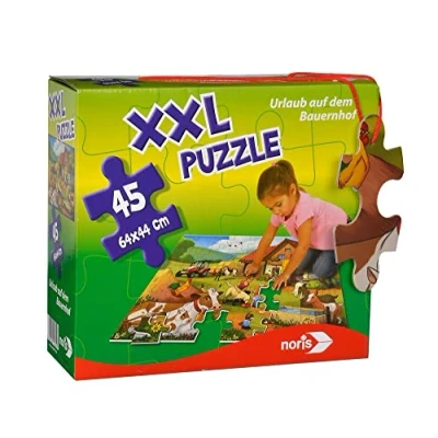 Imagen de Noris 606031565 Puzzle Gigante XXL, diseño de Vacaciones en la Granja, con 45 Piezas (tamaño Total: 64 x 44 cm), para niños a Partir 3 años