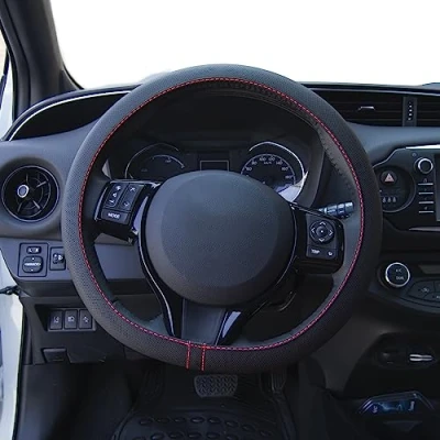 Imagen de Simoni Racing Soft Skin CVT/56R Funda cubierta para el volante negro 37 39cm Ecopiel
