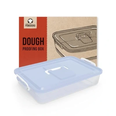 Imagen de Chef Pomodoro Caja con Tapa para Fermentar Bolas de Masa Pizza, Contenedor Plástico, Transparente Práctica Asa Transporte (Azul, 35,6 x 27,9 cm)