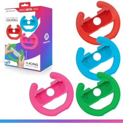 Imagen de Oniverse Volante Nintendo Switch Pack de 4 Volantes Carreras para Joy con y OLED Racing Rojo neón, Azul Verde neón Rosa