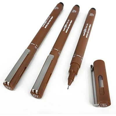 Imagen de Uni Pin Lot de 3 stylos à dessin Fineliner, gris foncé, 0,1 mm